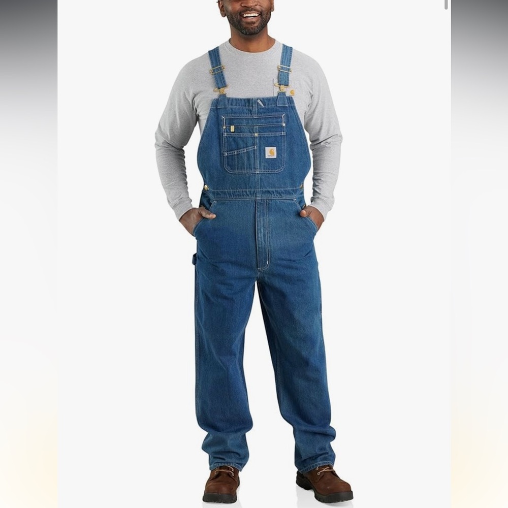 Carhartt Men's Loose Fit Washed Cotton Denim High Back Bib Overalls Size 36/30